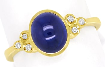 Foto 1 - Diamanten-Goldring 2,3ct blauer Spitzen Saphir Cabochon, Q0264