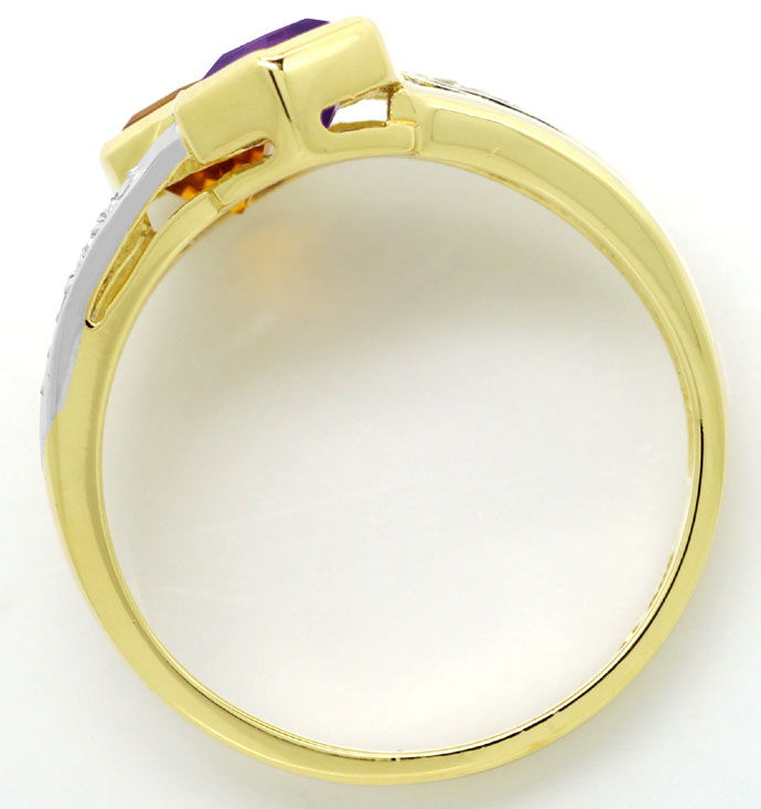 Foto 3 - Designer-Ring mit Amethyst, Citrin, Diamanten, 14K Gold, R8513