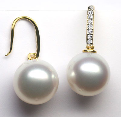 Foto 1 - Suedsee Perlen Diamanten-Ohrringe, 18K Gold-Ohrgehaenge, S1145