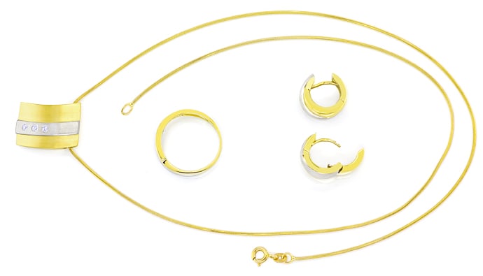 Foto 1 - SET Gold Ohrringe Collier Ring mit Diamanten, S5341